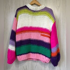 L’Atiste Size S Multicolor Chunky Knit Sweater